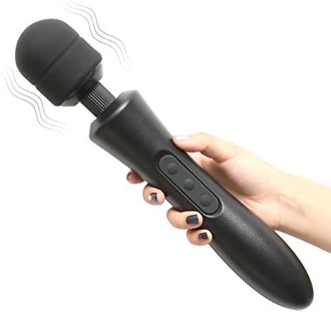 Wand Massager Personal Body Handheld Massager for Back Neck Shoulder Sore, with 8 Powerful Speeds 20 Vibration Patterns, Cordless & Rechargeable (Black)