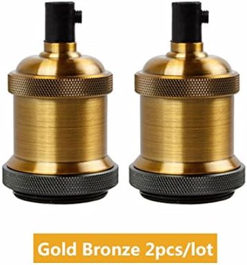 Light Sockets Vintage Edison Lamp Base Pendant light E26/E27 Screw Bulb base Aluminum Light Socket Industrial Retro Fittings lamp holder Fixture 2 Pack (Gold Bronze)