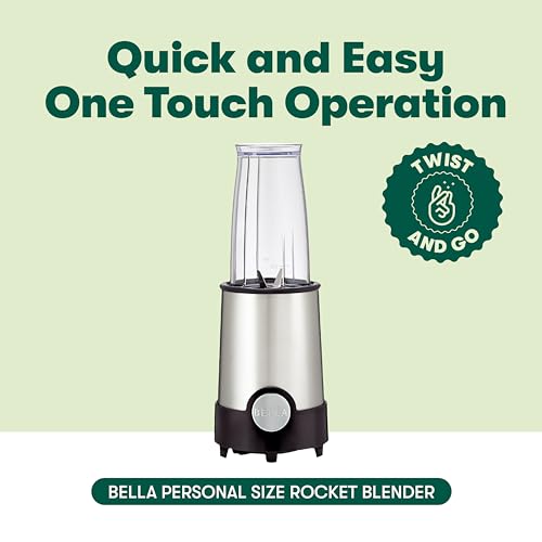 BELLA Personal Size Rocket Blender, Perfect For Smoothies, Shakes