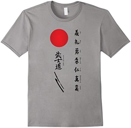 Mens The 7 Virtues of Bushido T-Shirt 2XL Slate