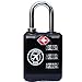 TSA Lock Heavy Duty 3 Digit Combination Luggage Padlock Travel Security Approved (Black)