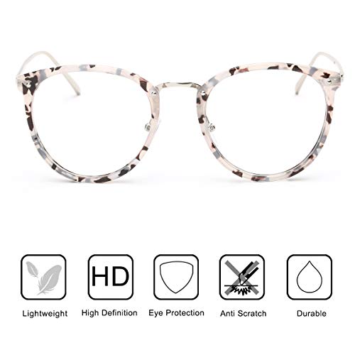 AISSWZBER Vintage Round Women Eyewear Metal Optical Frame Clear Non-prescription Eyeglasses - Thumbnail 3