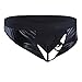 YiZYiF Men's Metallic Underwear Front Open G-String With 7 Ball Lifter Rings Trunk Shorts Black Medium
