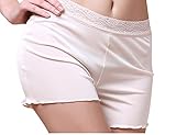 METWAY Women's Mulberry New Silk High Waisted Lace Boy Shorts Panties