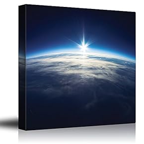 View of The Sun Above The Earth from The Atmosphere - Canvas Art Home Art - 12x12 inches