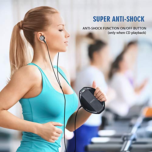 Portable CD Player for Car HiFi Lossless Small CD Player with Headphone CD Discman Compact Disc Personal Walkman Player Shockproof Anti-Skip