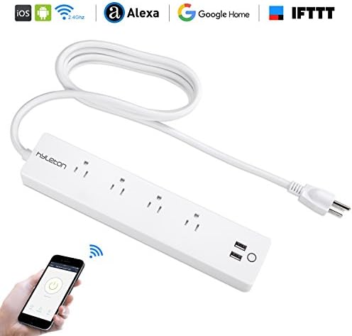 Smart Power Strip, Hyleton Wifi Surge Protector with 4 Smart AC Plugs and 2 USB Charging Ports for Multi Outlets Power Socket Extension Cord,Voice Controlled by Alexa and Google Assistant