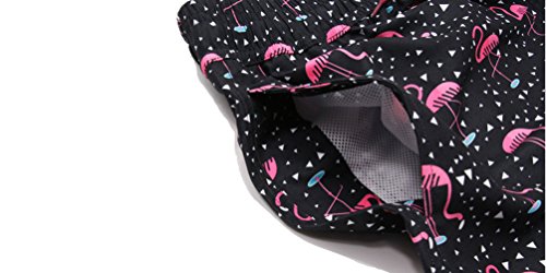 WUAMBO Men's Lightweight Quick Dry Shorts Slim Fit Swim Trunks with Mesh Lining, Flamingo/Black, X-Large (Waist:32"-35")