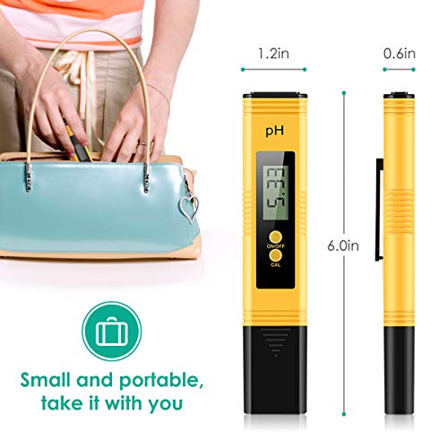 Lambow Digital PH Meter, PH Meter 0.01 PH High Accuracy Water Quality Tester with 0-14 PH Measurement Range for Household Drinking, Pool and Aquarium Water PH Tester Design with ATC