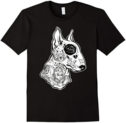 Mens Inked Bull Terrier TShirt - Old School Tattoo Funny Dog Tee Large Black