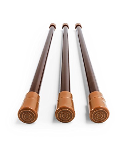 Camco 28" RV Refrigerator Bars - Holds Food and Drinks in Place During Travel, Prevents Messy Spills, Spring Loaded and Extends Between 16" and 28" - Brown (3 Pack) (44056) - Thumbnail 2