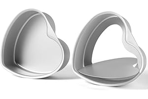 2 Pack Heart Cake Pan, 6’’/15.5cm Non-Stick Aluminum Baking Mould,Cake Pan with Removable Bottom, Baking Tray Cheesecake Mold