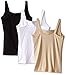 Flexees Women's Maidenform Shapewear Fat Free Dressing Tank 3 Pack Bundle, White/Black/Latte Lift, Large