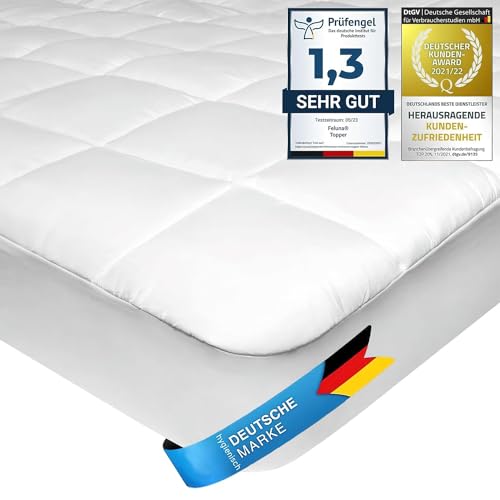 Feluna Mikrofaser Matratzen-Topper gepolsterter Matratzen-Auflage - Matratzenschoner Unterbett Microfaser-Polyester-Schoner mit Soft-Touch; 180 x 200