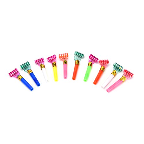 Eshylala 100PCS Party Noisemakers Party Horns Tube Blowouts Noisemakers Party Blowouts Whistles Party Blowers, Great Bag Stuffers (Random Color)