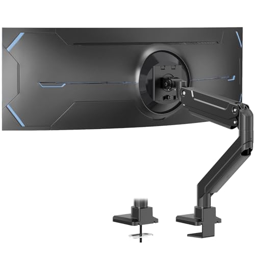 PUTORSEN 17-49 Inch Monitor Mount, Max 20 kg, Premium Aluminium Screen Mount for Flat/Curved Monitor with VESA 75 x 75/100 x 100 mm, Gas Spring Monitor Desk Mount