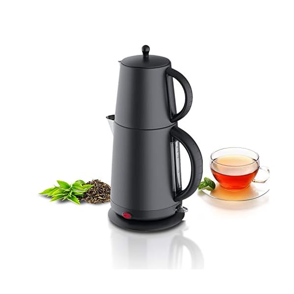 Edelstahl Wasserkocher Teekocher - Schwarz Matt - mit Teesieb Abschaltautomatik und Warmhaltefunktion - 2,7 Liter - 1850…