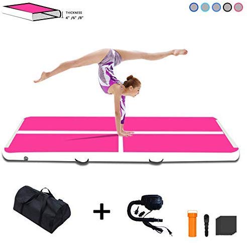 Tuexdo Sailor 10ft/13ft/16ft/20ft Inflatable Gymnastics Air Track Tumbling Mat 4in/6in/8in Thick Tumbling Air Track Mat with Electric Air Pump for Cheerleading/Gymnastics/Beach/Gym/Home use