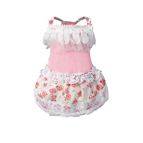 Fitfulvan Clearance!Dog Cat Bow Tutu Dress Lace Skirt Pet Puppy Dog Princess Costume Apparel Clothes(Pink,M) - Thumbnail 4