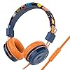 Baseman-Kids-Headphones-with-Microphone-Wired-On-Ear-Headsets-with-Safe-Volume-Limited-85-dB-Foldable-and-Adjustable-Headphones-with-a-35mm-Jack-Cord-for-ChildrenSchoolCellphoneTablet-Orange BASEMAN Kids Headphones with Microphone, Cute Football Design Wired On-Ear Children Headphones with Volume Limit…