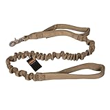Pettom Military Tactical Dog Leash Short Nylon Bungee Traffic Quick Release Lead Rope with Control Handle for Large Dogs Hunting Training Jogging(Coyote Brown)