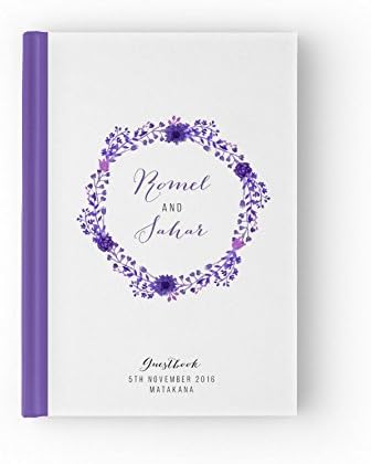 Purple Wedding Guest Book, White Wedding Guest Book, Watercolor Guest Book, Floral Wedding Guest Book, Guest Book Customizable