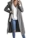 Auxo Women Trench Coat Long Sleeve Pea Coat Lapel Open Front Long Jacket Overcoat Outwear Grey US 8-10/ASIAN L