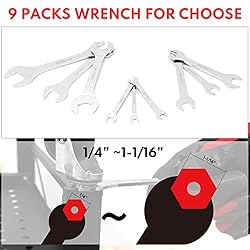 BILITOOLS Super Thin Open End Wrench Set, 9 Piece