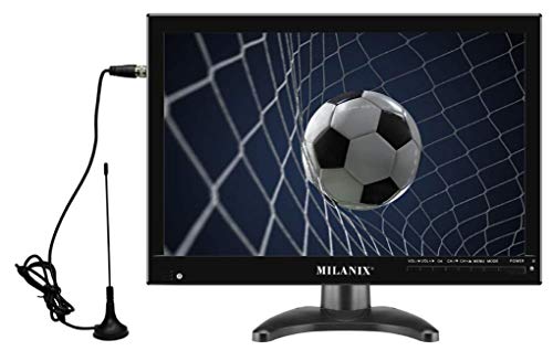 Milanix 14" Portable Widescreen Television Battery Powered LED HD TV with HDMI, VGA, USB/SD, RCA, FM, Built in Digital Tuner, AV Inputs, and Remote Control