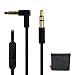 Replacement Audio Cable Cord w/ In-line Remote & Microphone + Original Replacement Leather Pouch Bag for Beats by Dr Dre Headphones Solo Studio Pro Detox Wireless Mixr Executive (Black) primary