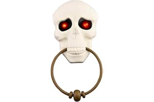 LIFENANNY Halloween Skull Doorbell, Creepy Door Knocker Prop with Scary Sound for Haunted House Party Bar Door Decorations
