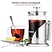 French Press Coffee Maker - Stainless Steel, with 34-Ounce Borosilicate-Glass Heat-Resistant Beaker, Triple-Filtered European-Style Coffee Press - Includes Spoon, Measuring Scoop, & Bonus Filter