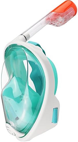Snorkel/Diving Mask 180° Panoramic Full Face with GoPro Attachment &amp; Carrying Bag - Snorkeling Design with Anti-fog and Anti-leak Technology (GREEN, L/XL)