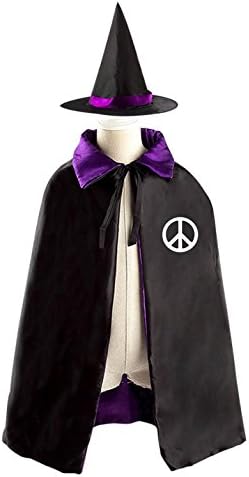 Peace Envoy Symbol Reversible Halloween Cape and Witch Hat for Kids purple