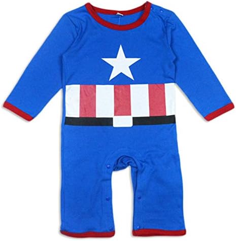 BABY SUPERHERO Long Sleeves Pajama/ Romper (0-6 Months, Captain America)