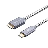 USB C to Micro-B 3.0 (Gen 2/10G), CableCreation 1ft USB 3.1 Type C Cable Braided, Compatible with MacBook (Pro), HDD External Hard Driver & Samsung S10/S9/S8, 0.3M/ Gray