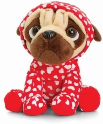 Large Pugsley 20cm Valentines Pug Dog Plush (Hearts)