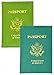 2 Passport Cover Holders Genuine Leather ID Wallet Case Travel Lime and Teal