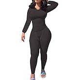LICOBOD XS-3XL Women's 2 Piece Outfits Ribbed Long Sleeve Set Fitted T-shirt High Waist Elastic Leggins Casual Matching