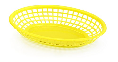 New Star Foodservice 44195 Fast Food Baskets, 9.25 x 6 Inch Oval, Set of 36, Yellow