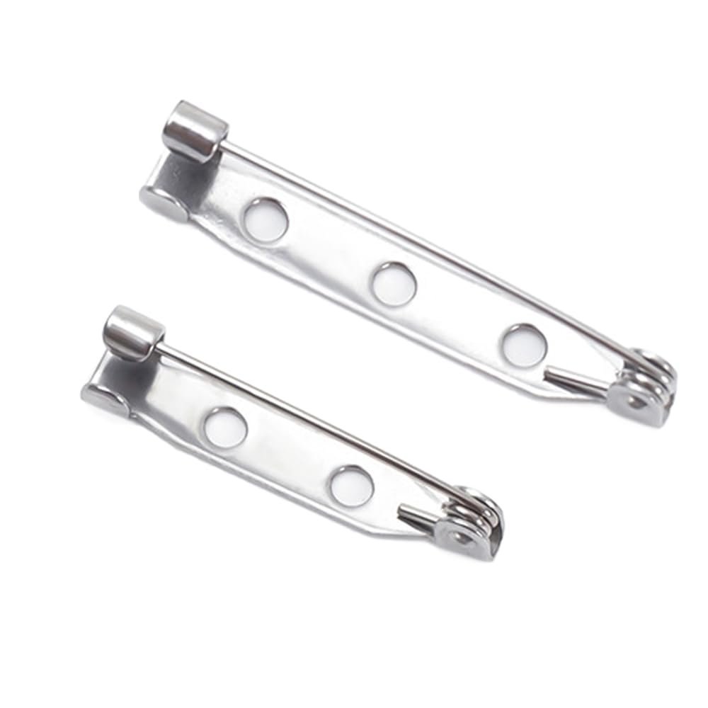TRKETK 200 Pcs Brooch, Secure Bar Pins with Back Fastener - Silver, 25mm & 35mm for Badges, Corsages & Sewing Crafts