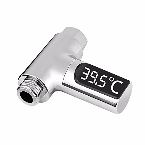 Shower Thermometer,yanQxIzbiu LED Home Water Shower Thermometer Flow Temperature Monitor for Baby Care - Silver