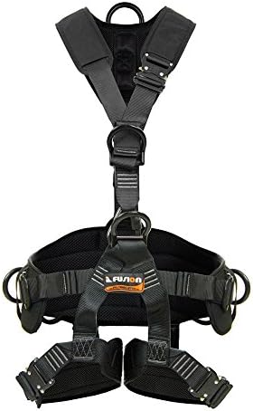 Fusion ClimbTac Rescue Tactical Full Body EVA Padded Heavy Duty Adjustable Zipline Harness 23kN L-XL Black