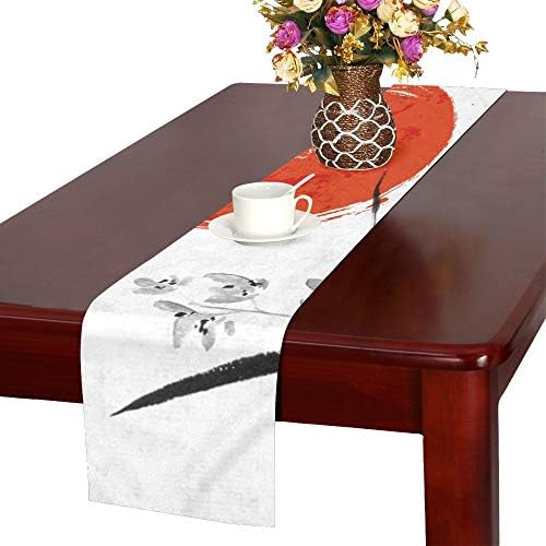 WHIOFE Orchid Ink Painting Chinese Style Chinese Painting Art Table Runner, Kitchen Dining Table Runner 16 X 72 Inch for Dinner Parties, Events, Decor