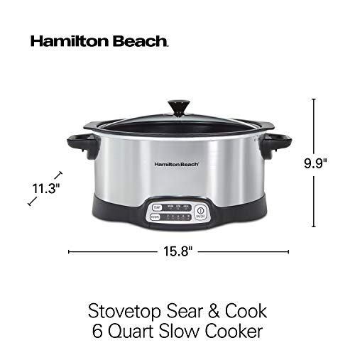 Hamilton Beach 33662 Programmable Slow Cooker with 6 Quart Stovetop