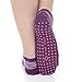 Great Soles Crochet Non Skid Sticky Grip Socks for Yoga, Pilates, Barre (Purple Multi)