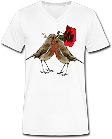 Sweet Love Birds V Neck Man Casual T Shirt Men's Fashion