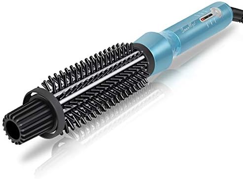 SwanMyst Curling Iron Brush, Dual Voltage Travel-friendly 1 Inch Tourmaline Ceramic Ionic Hair Curler Hot Brush, Anti-scald Instant Heat Up Curling Wand with Teeth Styling Brush