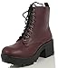 Soda Women's Magpie Faux Leather Lace-Up Combat Mid Heel Military Ankle Boots