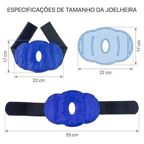 Compressa Térmica Gel para Joelho 2 em 1, Frio e Quente, Joelheira Ortopédica Anatômica, Alívio de Dor e Inchaço, Azul